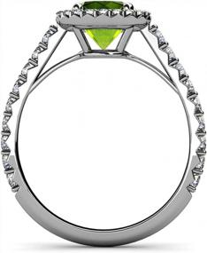 img 1 attached to 14K White Gold Peridot And Diamond Halo Engagement Ring - 1.48 Ct Tw, SI2-I1 Clarity, G-H Color By TriJewels