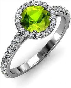 img 4 attached to 14K White Gold Peridot And Diamond Halo Engagement Ring - 1.48 Ct Tw, SI2-I1 Clarity, G-H Color By TriJewels