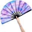galaxy-design amajiji large folding fan: bamboo & nylon hand fans for women/men - perfect gift idea! logo