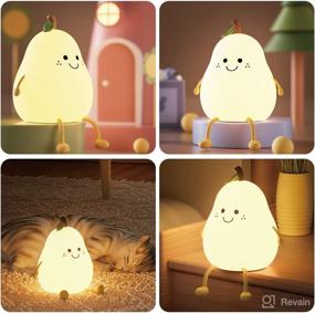 img 2 attached to 🌙 Rechargeable Cute Night Light with 7 Color Changing and Timer | Kids Pear Night Light for Toddler Baby Christmas Gifts | Touch Portable LED Silicone Lamp for Nursery