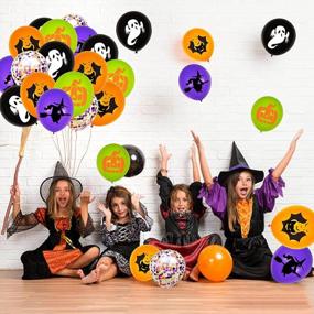 img 3 attached to Жуткие воздушные шары для вечеринок: 62 упаковки 12-дюймовых черных, оранжевых, фиолетовых и зеленых воздушных шаров конфетти для Хэллоуина, детских дней рождения и празднования девичника