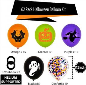 img 2 attached to Spooky Party Balloons: 62-Pack 12 Inch Black, Orange, Purple, And Green Confetti Balloons For Halloween, Kids' Birthdays, And Bachelorette Celebrations