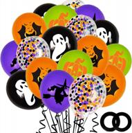 жуткие воздушные шары для вечеринок: 62 упаковки 12-дюймовых черных, оранжевых, фиолетовых и зеленых воздушных шаров конфетти для хэллоуина, детских дней рождения и празднования девичника логотип