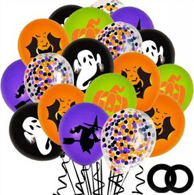 img 4 attached to Spooky Party Balloons: 62-Pack 12 Inch Black, Orange, Purple, And Green Confetti Balloons For Halloween, Kids' Birthdays, And Bachelorette Celebrations