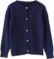 girls long sleeve knit cardigan sweater school uniform button tops logo