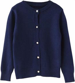 img 4 attached to Girls Long Sleeve Knit Cardigan Sweater School Uniform Button Tops