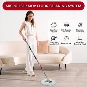 img 3 attached to 🧹 Microfiber Hardwood Floor Mop for Commercial & Household Cleaning - Tsmine Wet Dry Mop with 2 Replacement Heads and 61" Extended Handle