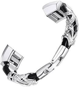 img 1 attached to Stylish Leather Bands For Fitbit Alta And Alta HR, With Metal Clasp And Rhinestone Bling – Silver With Rhinestone, 5.5" - 6.7" By Bayite