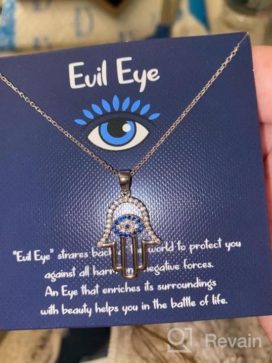 img 1 attached to 14K Gold Plated Hamsa Hand Necklace With White & Blue CZ - SLOONG Evil Eye Pendant For Women review by Michael Lara