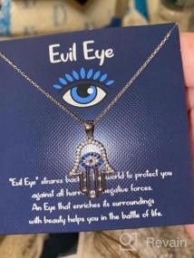 img 6 attached to 14K Gold Plated Hamsa Hand Necklace With White & Blue CZ - SLOONG Evil Eye Pendant For Women