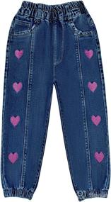 img 2 attached to Peacolate 2-10 Years Little&amp;Big Girls Embroidery Super Stretchy Jeans Denim Leggings: Stylish and Comfortable Bottoms for Girls