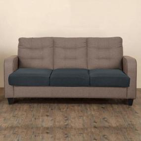 img 3 attached to WOMACO Эластичные чехлы на диванные подушки - 3 упаковки жаккардовых чехлов для стула, двухместного дивана и 3-местного дивана - Темно-серый защитный чехол для мебели