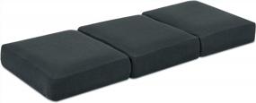 img 4 attached to WOMACO Эластичные чехлы на диванные подушки - 3 упаковки жаккардовых чехлов для стула, двухместного дивана и 3-местного дивана - Темно-серый защитный чехол для мебели