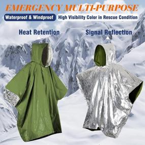 img 3 attached to Stay Warm And Visible Anywhere With Anyoo'S Emergency Survival Poncho: Waterproof, Tear-Resistant, And Reusable For Hiking, Camping, And First Aid