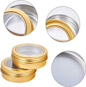 img 1 attached to 💼 20pcs 2oz Aluminum Tin Jar 60ml Refillable Containers Clear Screw Lid Round Tin Bottle for Cosmetic, Lip Balm, Cream - Gold