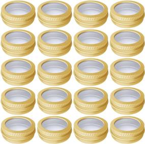 img 4 attached to 💼 20pcs 2oz Aluminum Tin Jar 60ml Refillable Containers Clear Screw Lid Round Tin Bottle for Cosmetic, Lip Balm, Cream - Gold