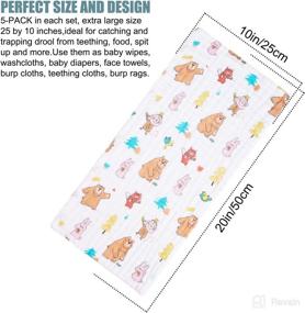 img 1 attached to 👶 Organic Cotton Burp Cloths - 5 Pack, 6 Layers, Oversized 10x20 Inches, Ultra-Absorbent and Gentle on Newborn's Skin - Unisex Baby Burping Rags for Boys and Girls