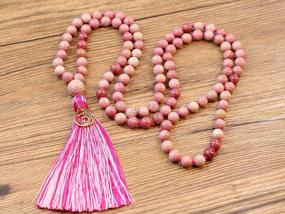 img 1 attached to 108 Mala Beads Necklace Hand Knotted Tassel Charm OM COAI