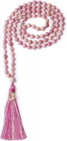 img 4 attached to 108 Mala Beads Necklace Hand Knotted Tassel Charm OM COAI