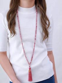 img 3 attached to 108 Mala Beads Necklace Hand Knotted Tassel Charm OM COAI