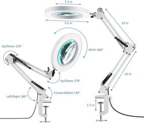 img 1 attached to LED Magnifying Desk Lamp With Clamp, 5-Diopter Real Glass Lens, Adjustable Swivel Arm, Stepless Dimmable, 3 Color Modes, And Stand - Ideal For Close Work, Reading, And Craft Projects (White)