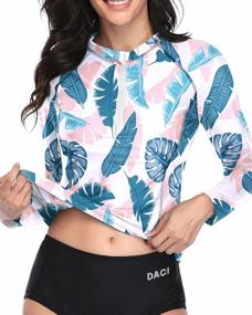 img 2 attached to Women'S Long Sleeve Rashguard Zip Front Swim Top - Sun Protection & No Bottom