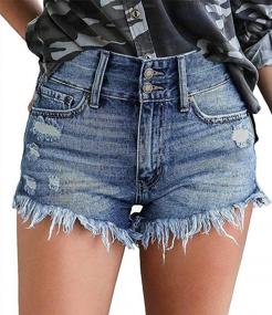 img 4 attached to Women'S Denim Hot Shorts Mid Waisted Summer Casual Pockets Short Pants