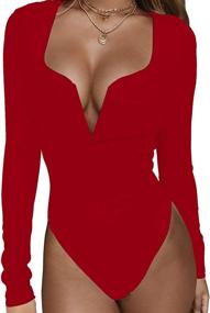 img 4 attached to Tileewon Womens Elastic Bodysuit Jumpsuit Women's Clothing : Bodysuits