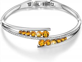 img 4 attached to Menton Ezil Love Encounter Crystals Bangle Bracelets White Gold Plated Adjustable Hinged Jewelry