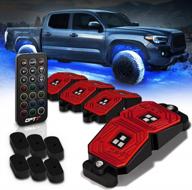 opt7 photon magnet 4 pods rock lights for trucks, jeeps, utv. rgb led rock lights with remote control, extension wires, wiring harness, wide angle, multicolor underglow lighting kits ip68 waterproof logo