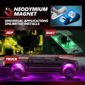 img 2 attached to OPT7 Photon Magnet 4 Pods Rock Lights For Trucks, Jeeps, UTV. RGB LED Rock Lights With Remote Control, Extension Wires, Wiring Harness, Wide Angle, Multicolor Underglow Lighting Kits IP68 Waterproof