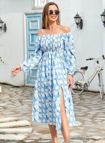 img 3 attached to Floral Puff Sleeve Midi Dress With Open Back And Side Slits For Casual Elegance By SouqFone