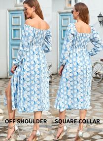 img 2 attached to Floral Puff Sleeve Midi Dress With Open Back And Side Slits For Casual Elegance By SouqFone