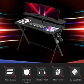 img 1 attached to Upgrade Your Gaming Set-Up With HOMCOM'S Racing Style 55-Inch Gaming Desk!