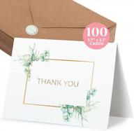 открытки с благодарностью durabasics eucalyptus - оптовая упаковка из 100 пустых карточек с конвертами и наклейками для персонализированных поздравлений по любому поводу логотип
