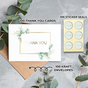 img 2 attached to Durabasics Eucalyptus Thank You Cards - Bulk Pack Of 100 Blank Cards With Envelopes & Stickers For Personalized Greetings On Any Occasion