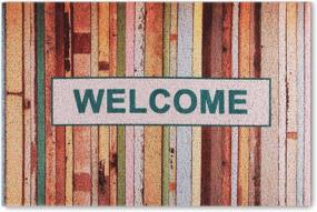 img 4 attached to Colorful Funny Entrance Door Mat - 23.6" X 35.4" Non-Slip PVC Rug For Outdoors, Indoors, Bathroom, Kitchen, Bedroom Or Entryway - Welcome Doormat