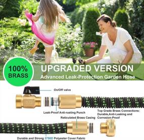 img 2 attached to 50Ft Heavy-Duty Garden Hose With 9 Function Sprayer Nozzle - 4 Layers Latex, 5-In-1 Water Gardening Hose W/ 3/4" Solid Brass Fittings (No Kink)