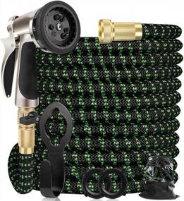 img 4 attached to 50Ft Heavy-Duty Garden Hose With 9 Function Sprayer Nozzle - 4 Layers Latex, 5-In-1 Water Gardening Hose W/ 3/4" Solid Brass Fittings (No Kink)