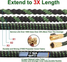 img 1 attached to 50Ft Heavy-Duty Garden Hose With 9 Function Sprayer Nozzle - 4 Layers Latex, 5-In-1 Water Gardening Hose W/ 3/4" Solid Brass Fittings (No Kink)