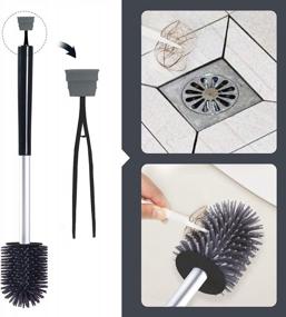 img 1 attached to 2-Pack BOOMJOY Silicone Toilet Bowl Brush With Tweezers And Holder For Bathroom And RV Cleaning - Black & Grey