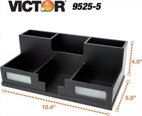 img 2 attached to Victor Wood Desk Organizer With Smart Phone Holder, Midnight Black 9525-5 For Office Organization
