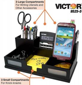 img 3 attached to Victor Wood Desk Organizer With Smart Phone Holder, Midnight Black 9525-5 For Office Organization