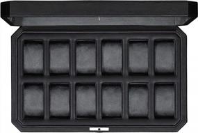 img 4 attached to Men'S 12 Slot Luxury Leather Watch Box Display Organizer With Microsuede Liner, Locking Jewelry Watches Holder And Large Glass Top - Black/Grey