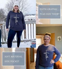 img 2 attached to Women'S Plus Size Christian Graphic Tees With Long Sleeves & Pocket (1X-4X)