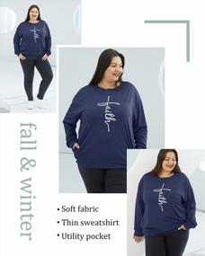 img 3 attached to Women'S Plus Size Christian Graphic Tees With Long Sleeves & Pocket (1X-4X)
