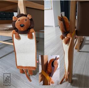 img 2 attached to 🐱 FRIENPET Hanging Cat Scratcher: Linen Cat Scratching Mat with Adorable Brown Lion Doll