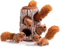 interactive plush squirrel puzzle toy with squeaker for dogs and puppies by hollypet - great for hide and seek logo