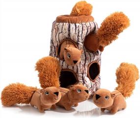 img 1 attached to Interactive Plush Squirrel Puzzle Toy With Squeaker For Dogs And Puppies By Hollypet - Great For Hide And Seek