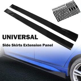 img 4 attached to 🚗 Enhance your Car's Style with RULLINE Universal Side Skirts Extension Rocker Panel Splitter for BMW, Mercedes Benz, Audi, Lexus, Infiniti, Mazda - Sleek Black Design